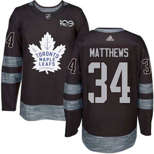 Adidas Maple Leafs #34 Auston Matthews Black 1917-100th Anniversary Stitched NHL Jersey - Click Image to Close